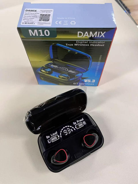 DAMIX M10 TWS Bluetooth 5.3 Earbuds with LED Digital Display, Deep Bass, Noise Reduction & Long Battery Life – Gaming & Music Wireless Headset