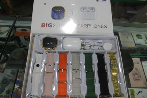 Original i20 Ultra 2 Max Suit Smartwatch with AIIRPODS Pro, Silicone Case, and 7 Straps